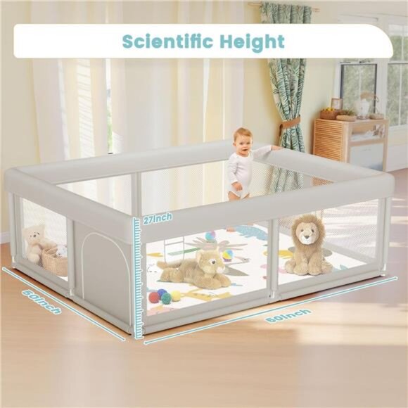 Baby Playpen with Mat 50x50 Inch, Play Pen for Babies and Toddlers with Gate - Picture 2 of 8